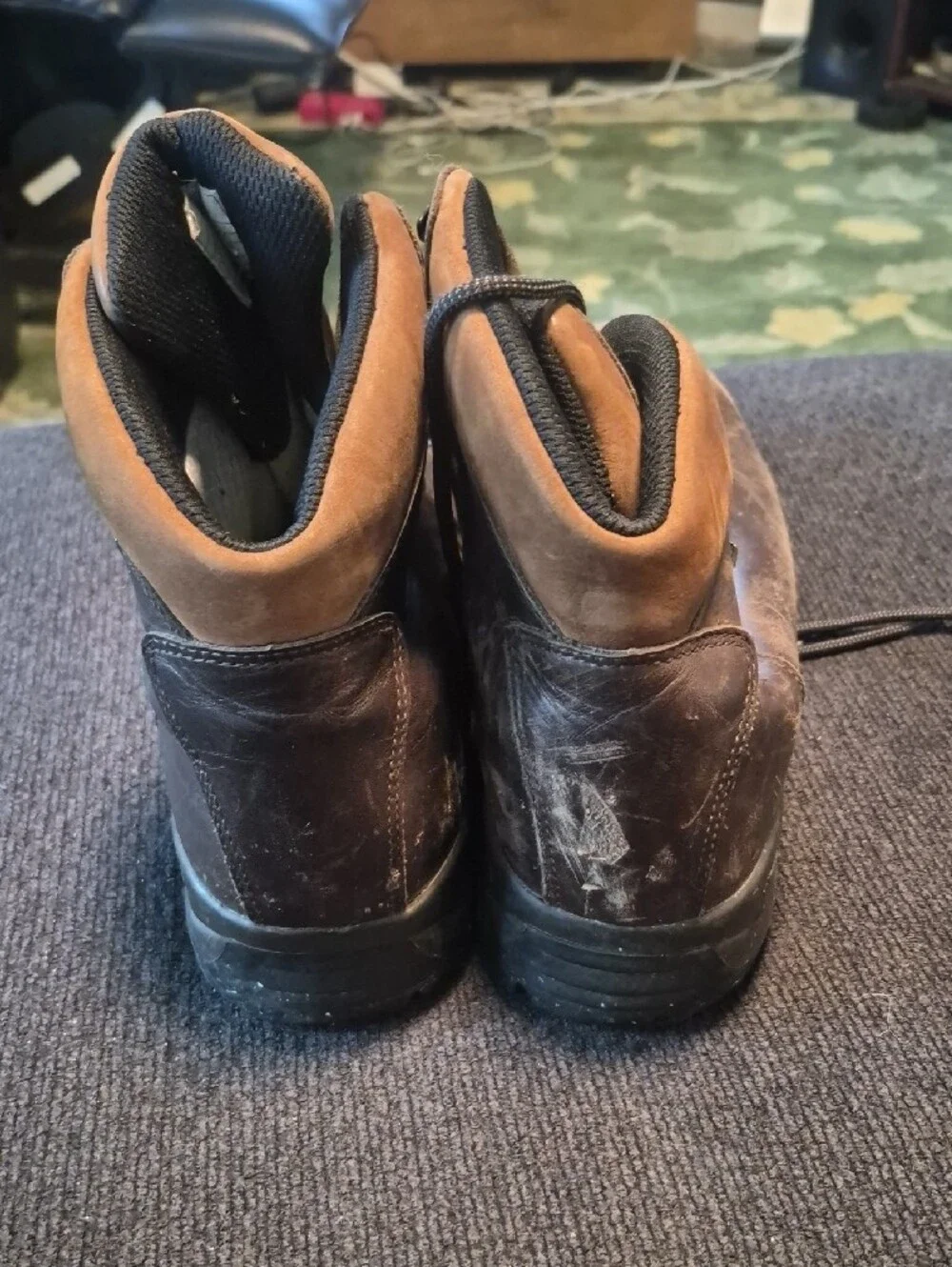 Merrell Brown Leather Ankle Hiking Boots with Tan Collar